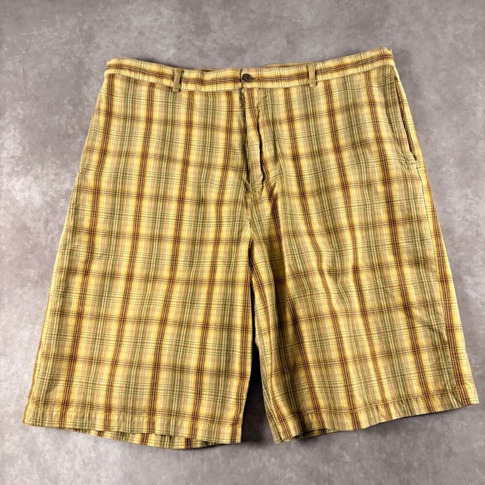 baggy y2k plaid cork button shorts
